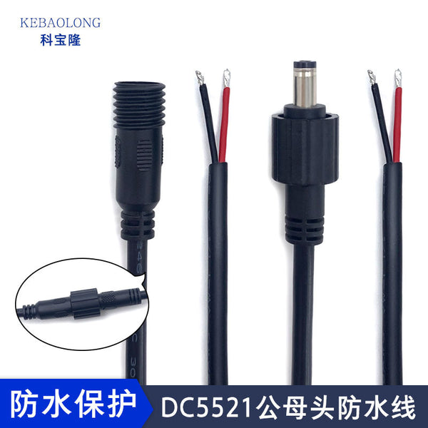 Waterproof DC5521 single head male and female cable solar street light LED with m12 nut 0.75 high current dc power cord