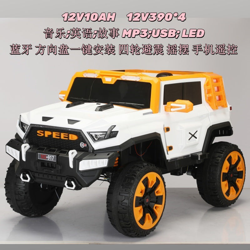 New children's electric car off-road four-wheel seating double seat children's pickup remote control toy car off-road vehicle