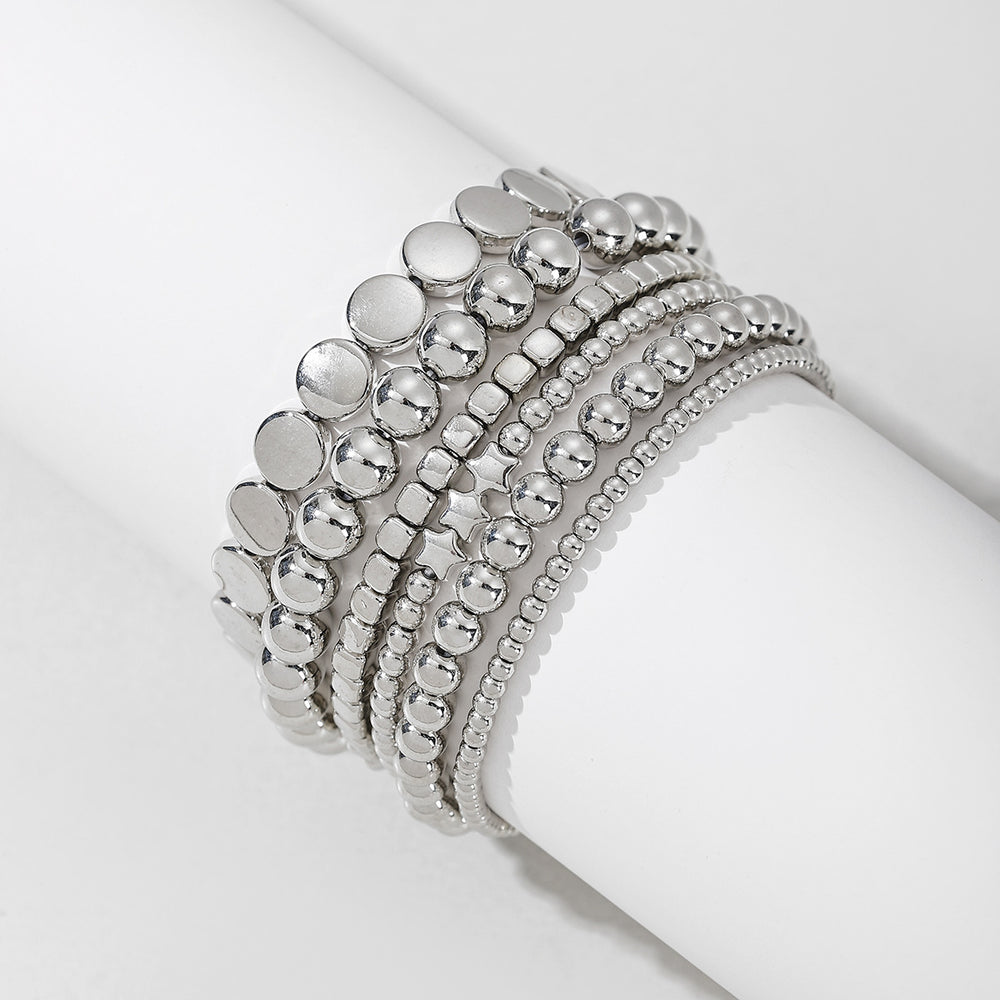 Wholesale alloy beaded bracelets - european & american cross-border jewelry - women's niche, light luxury, high-end handmade geometric layered anklets