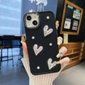 Suitable for apple 16pro metal photo frame pearl heart mobile phone case iphone7p/xr pure color protective cover