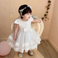 Ready-to-ship children's formal dress - airplane sleeve princess dress for baby girls, perfect for first birthday celebrations