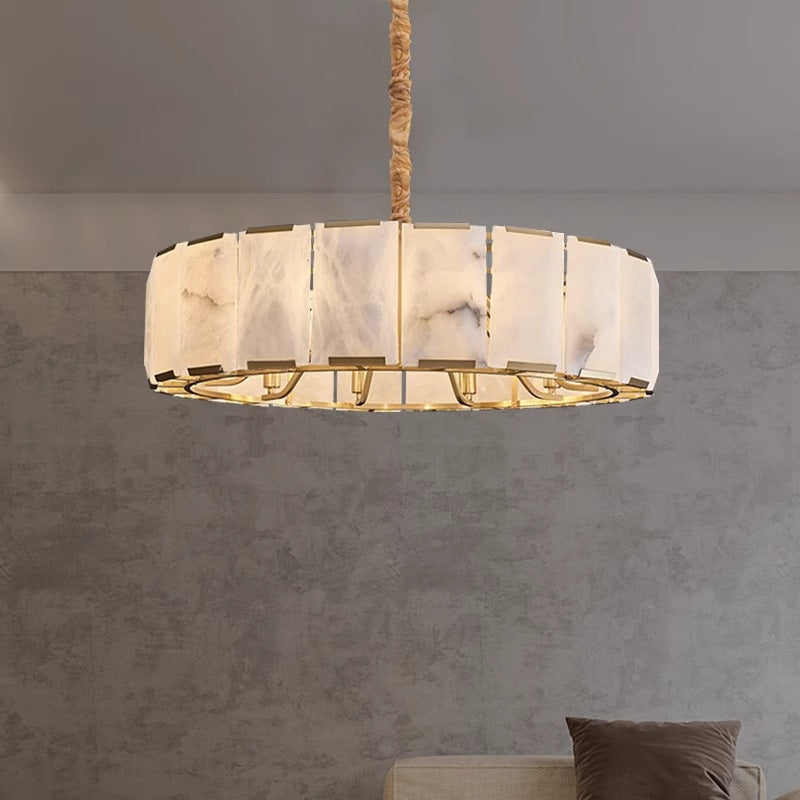 Spain imported natural marble all copper chandelier living room dining room bedroom matching minimalist light luxury high-end lamps