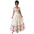 puff sleeve floral print cinched waist flared skirt romantic elegant everyday dress