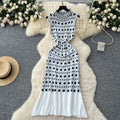 Elegant polka dot sleeveless knit dress - slim fit, figure-flattering, and chic for summer