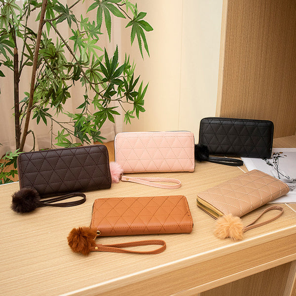 Women's wallet 2023 new long girls wallet fashion plush grab bag large capacity wallet women