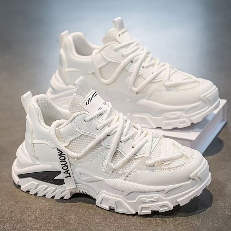 Men's shoes 2025 winter new mesh versatile high-end casual shoes youth sports chunky sole dad shoes