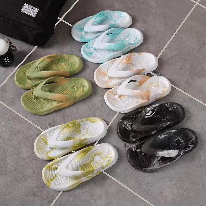 Men's fashion flip-flops: trendy, thick-soled, non-slip slippers for home and outdoor use - soft sole beach flip-flops for men and women