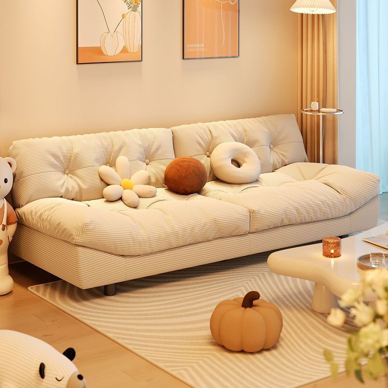 Sofa small apartment living room sofa new arrival double three-person fabric straight row lazy cream style bedroom small sofa