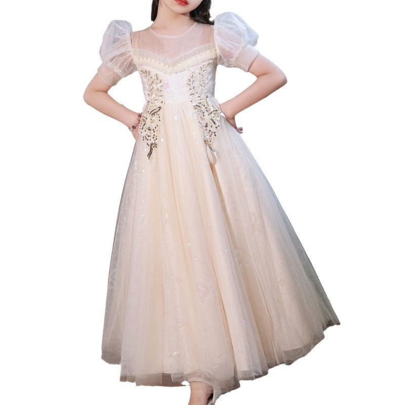 Girls' princess dress - long summer gown for elementary school performances, ages 3-13