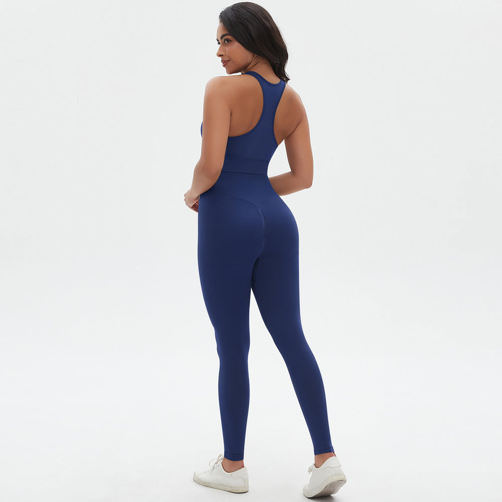 New arrival cross-border seamless pure color tight sexy cross-shaped yoga suit running fitness two-piece set