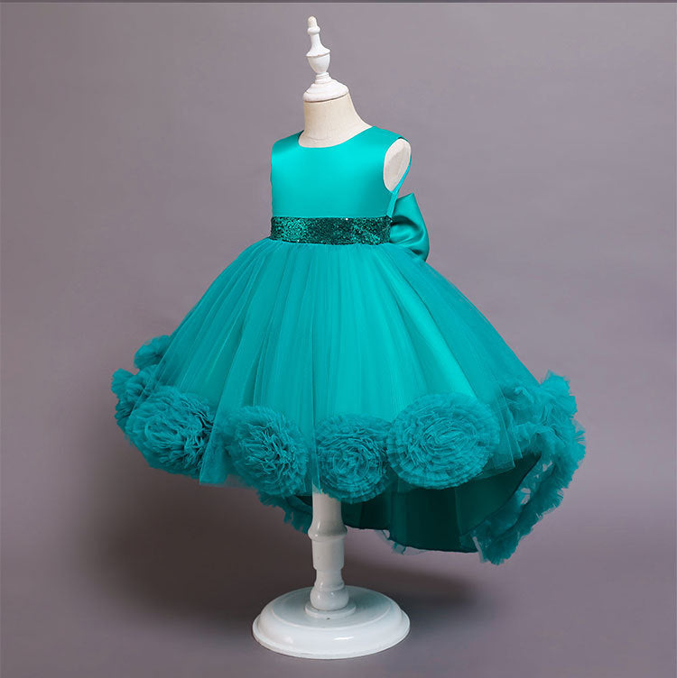 kids dress wave ball flower trailing skirt girl children's day kids program performance princess skirt baby dress