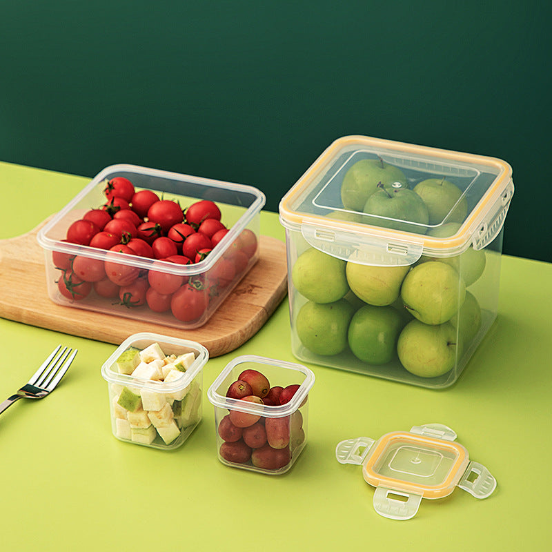 Kitchen finishing dustproof storage box with lid transparent refrigerator storage box food grade plastic food crisper