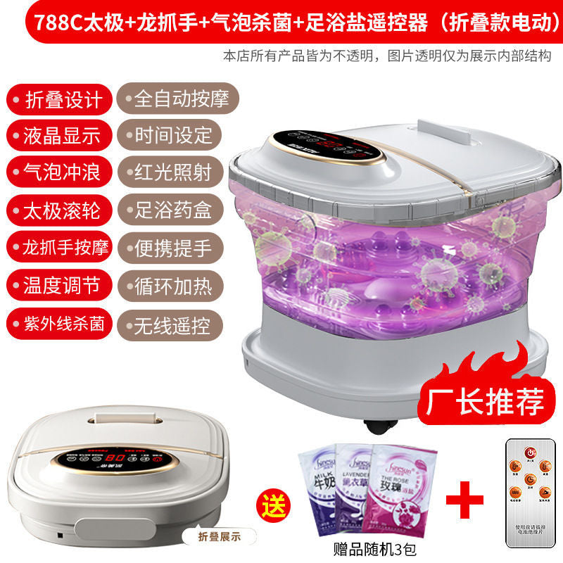 Foldable heated foot bath basin - electric foot spa for home use - automatic steaming foot soak