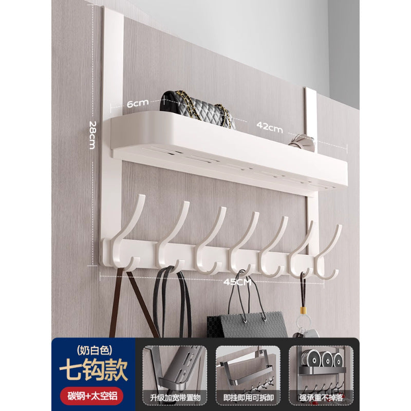 Double-layer clothes hanger behind the door, no need to punch holes, bedroom door hook, door back coat rack, storage rack behind the door