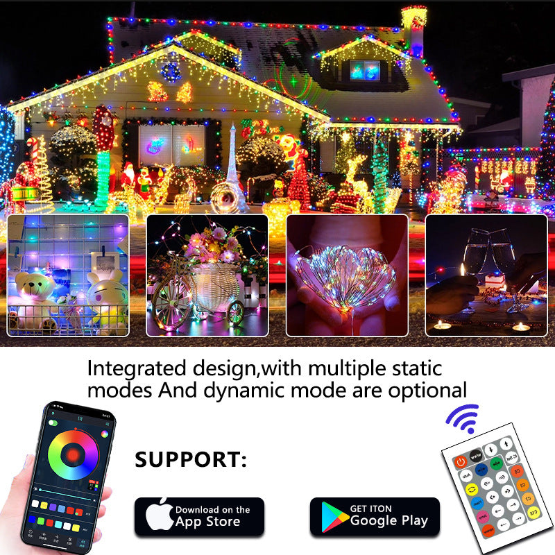 USB Symphony Leather Line Light Voice-activated String Light Bluetooth APP Intelligent Point Control RGB Atmosphere Christmas Tree Christmas Light