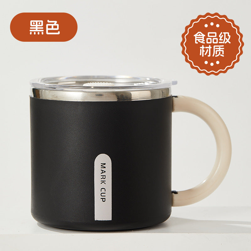 304 stainless steel mug with lid, double-walled, stylish coffee cup for women, office use, and home drinking