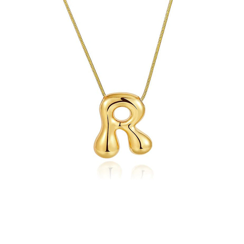 Amazon bestseller: premium bubble 26-letter gold pearlized necklace pendant - stylish women's accessory