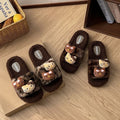 Cute leopard print kt fuzzy slippers - women's new autumn/winter 2025 indoor/outdoor non-slip cotton slippers - student dorm wholesale