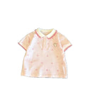 【in stock】girls' short-sleeve pink star print  summer new sweet polo shirt - stylish korean style outfit