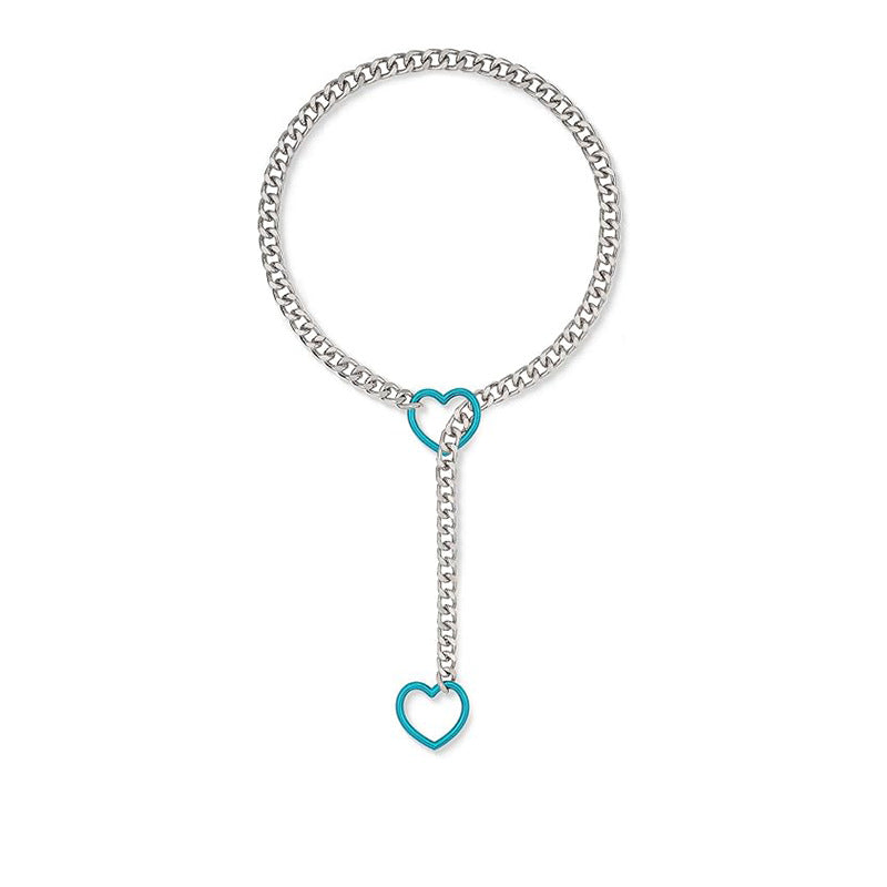 Amazon new arrivalcolorful double heart necklace punk cuban adjustable women's clavicle chain necklace necklace wholesale