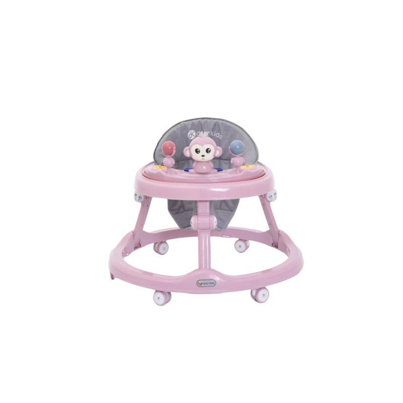 Monkey baby toy baby walker wear-resistant silent wheel baby walker multi-function anti-rollover hand push learning line