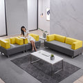 Casual office sofa coffee table combination, reception room, rest area, genuine leather sofa, three-slot sofa combination