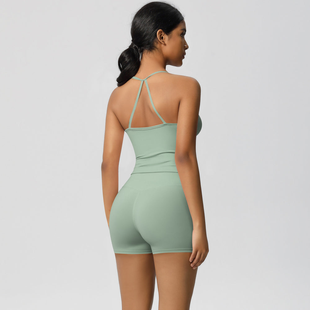 new arrivalpure color suspender beautiful back sports bra suithigh waist hip lifting running fitness yoga suit for women