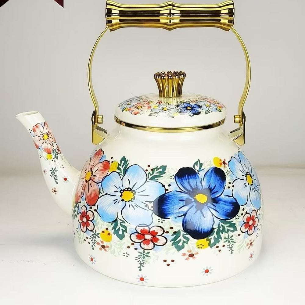 Direct sales manufacturers cross-border hot sale thousands of charming flowers, birds and flowers, rose enamel water kettle, water kettle