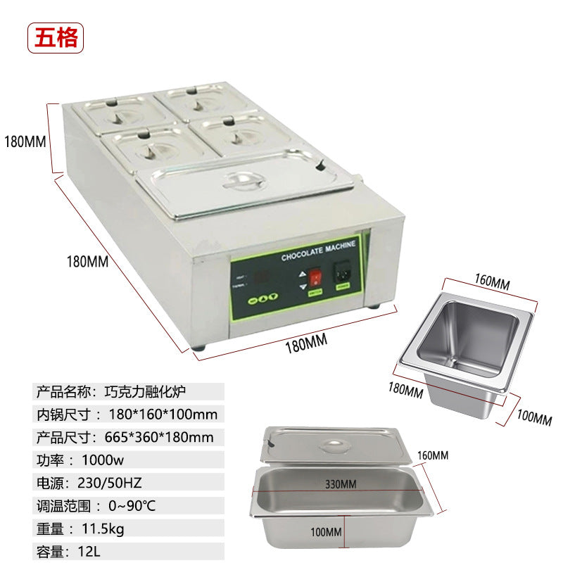 Commercial chocolate melting pot - electric heating, chocolate warmer, constant temperature water bath, double tank hot chocolate melting machine