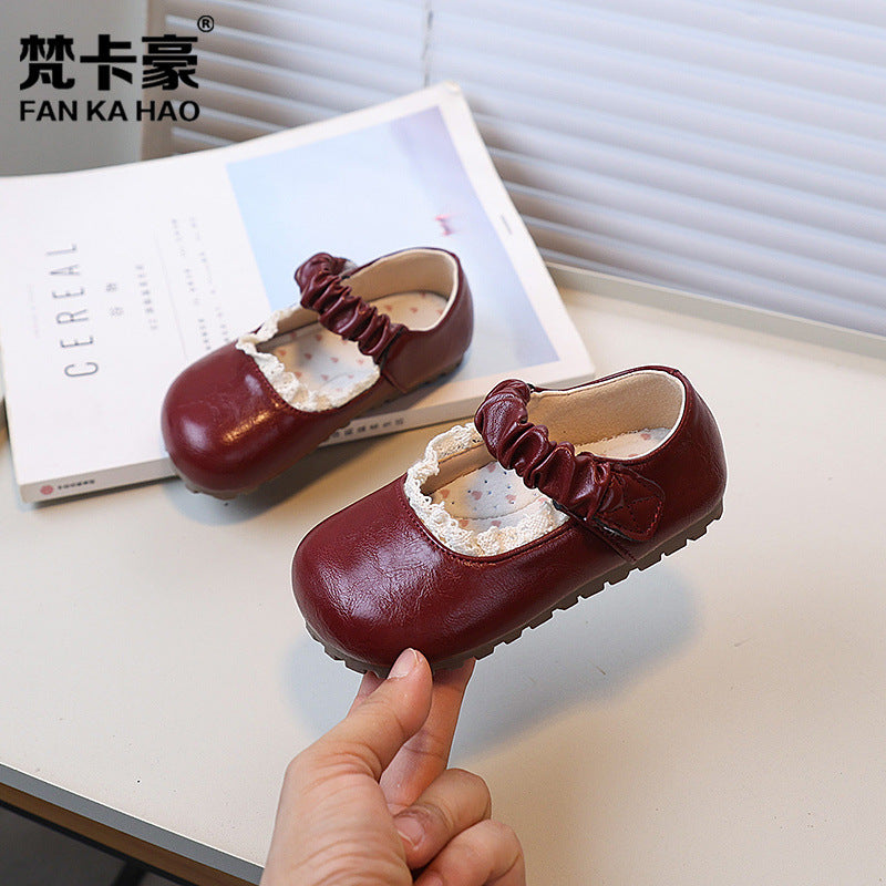 Manufacturer girls' white french style flats -  autumn new collection - soft sole leather shoes for children
