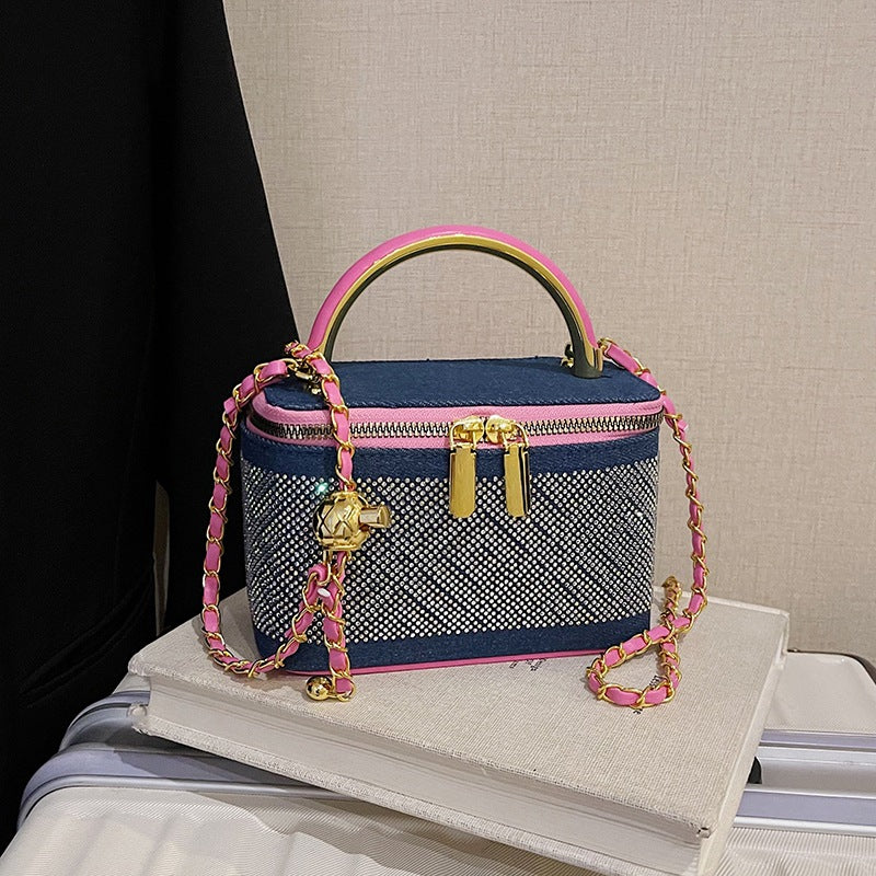 Spring and summer high-end sense niche box bag women's 2025 new fashion shoulder bag chain messenger bag mobile phone bag