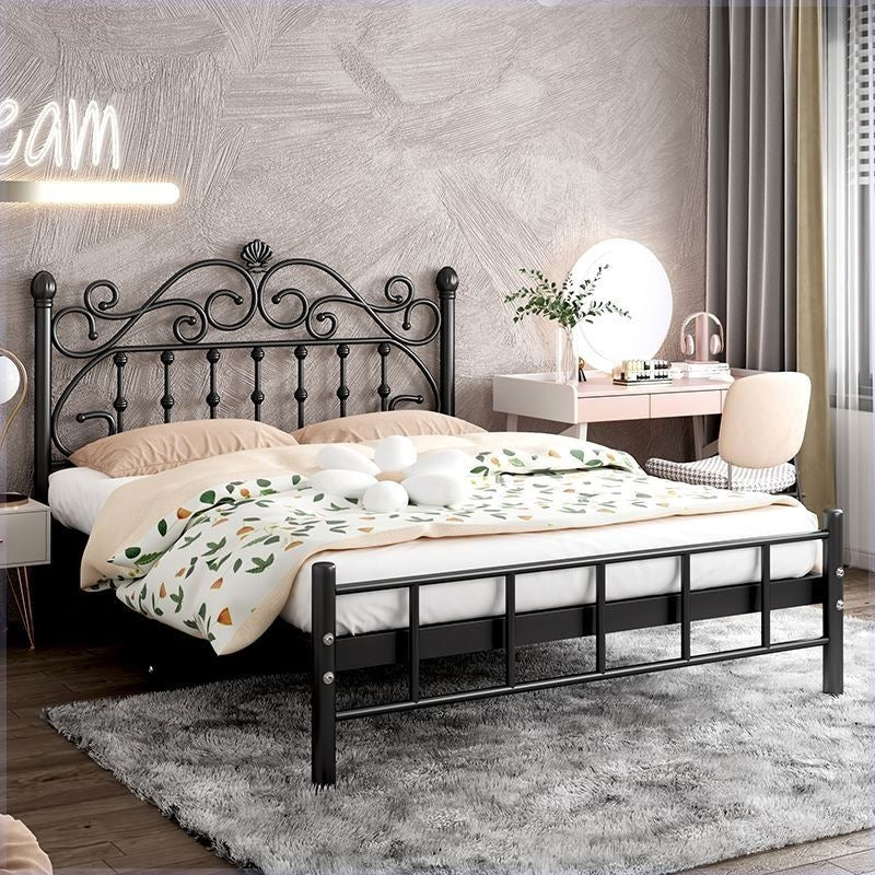Wrought iron bed - thickened & reinforced, minimalist modern princess bed, trending online 1.8m, double bed, nordic single 1m, iron frame bed