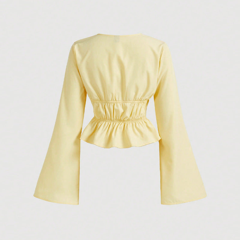 Customized lace-up long-sleeved shirts Cross-border   European and American temperament slim-fitting shirts Cardigan small batch processing