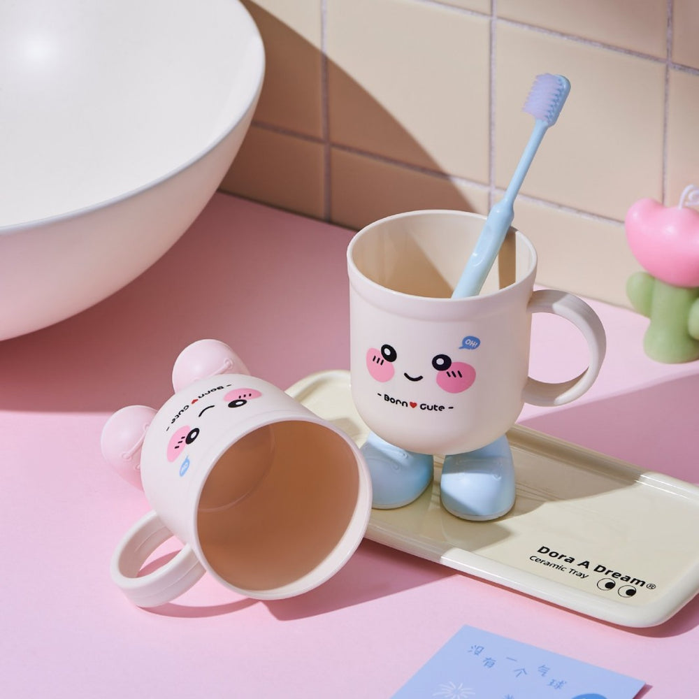 Kids brushing teeth mouthwash cup popular creative little feet drinking cup for home cartoon brushing cup plastic wash cup