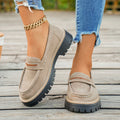 plus size loafers: new autumn  casual slip-on chunky sole women's flats - retro, versatile, and effortless style