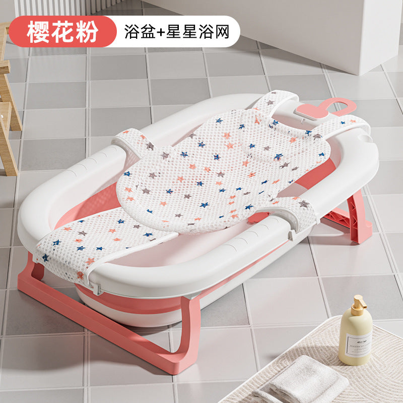 Baby bathtub, infant bathtub, toddler sit-up & recline foldable bath tub, portable home storage for newborn and children's supplies