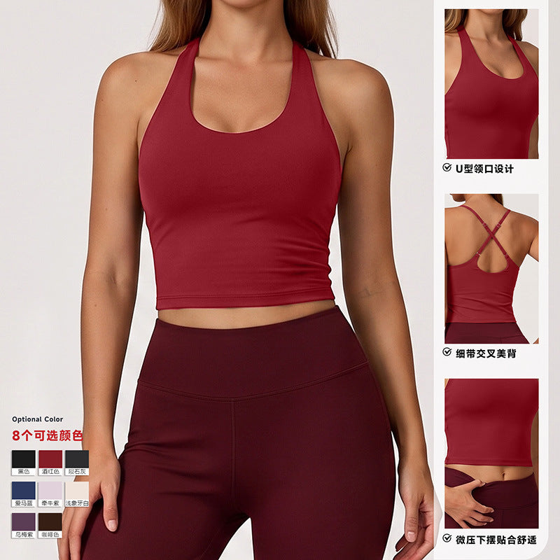 new nylon spandex compression yoga tank top - quick-dry activewear, versatile outerwear, running, beautiful back design, sports bra for women