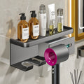 Light luxury gray hair dryer rack, punch-free bathroom storage rack, hair dryer rack, wall-mounted rack, three-in-one hair dryer