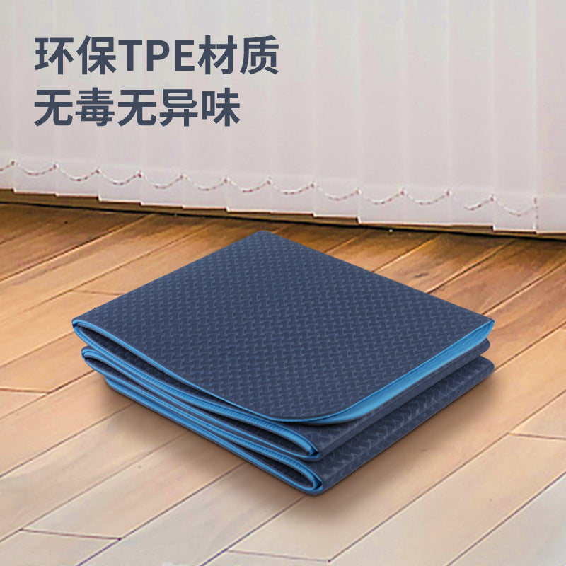 Tpe kids yoga mat - non-slip, foldable, eco-friendly fitness mat for students' nap time, shock absorption, stretching, and easy storage