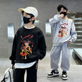 Boys'  cartoon top spring/autumn sweatshirt set - middle to big kids' nezha long-sleeve outfit - crew neck children's clothing - boys' two-piece set