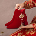 2024fall and winternew arrival thick heel fashion short boots engagement toast red bridal boots xiuhe chinoiserie high heel wedding boots for women