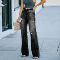 Fashion cross-border independent station new arrival  casual pants slimming lookelegant ripped denim loose pants pants for women trendy