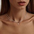 Amazon cross-border premium diamond-studded women's necklace - minimalist gold square diamond layered necklace - unique, versatile, and stylish