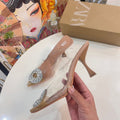 Za 2024 summer new arrivals: women's clear rhinestone elegant fairy crystal mules, high heel pointed toe sandals