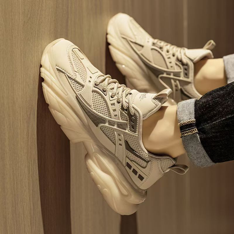2025 new summer breathable men's shoes height increasing samurai dad shoes chunky sole mesh casual sports trendy sneakers
