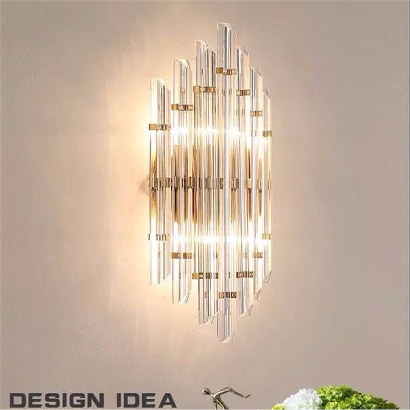 Accessible luxury style crystal wall lamp casual living room tv background wall bedroom bedside corridor aisle staircase wall lamp