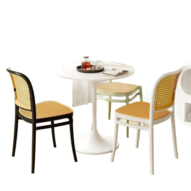 Dining chair for homeelderly armrest plastic chair for homedining chair backrest rattan chair stackable outdoor stool balcony