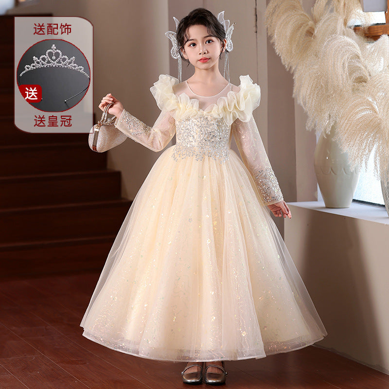Girls' evening gown princess dress - new  birthday tutu dress for hosts, piano performances, and stage shows