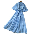French gentle style pink lantern sleeve dress women's summer k-styletie backcut out waist a-line skirt work clothing slimming look