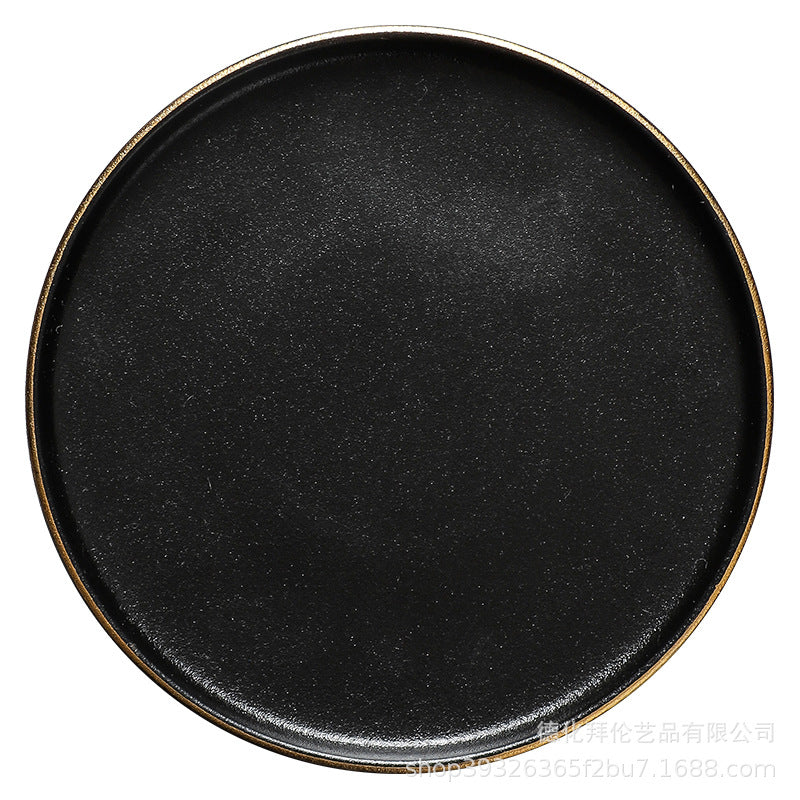 Japanese-style western dinner plates, creative steak plates, western dinner plates, creative black matte steak plates, commercial glossy white plates